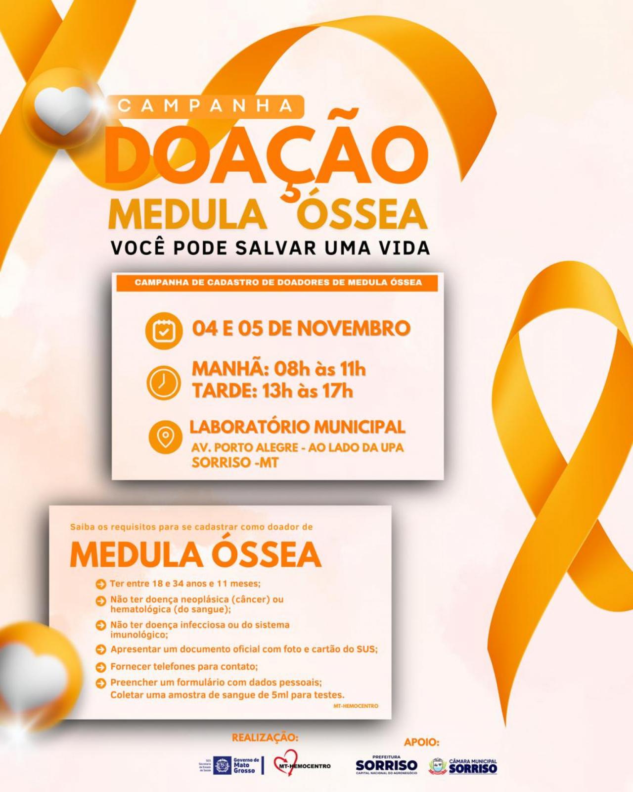 Campanha incentiva cadastro de doadores de medula óssea em Sorriso