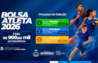 Sorriso abre inscrições para o Bolsa Atleta 2026
