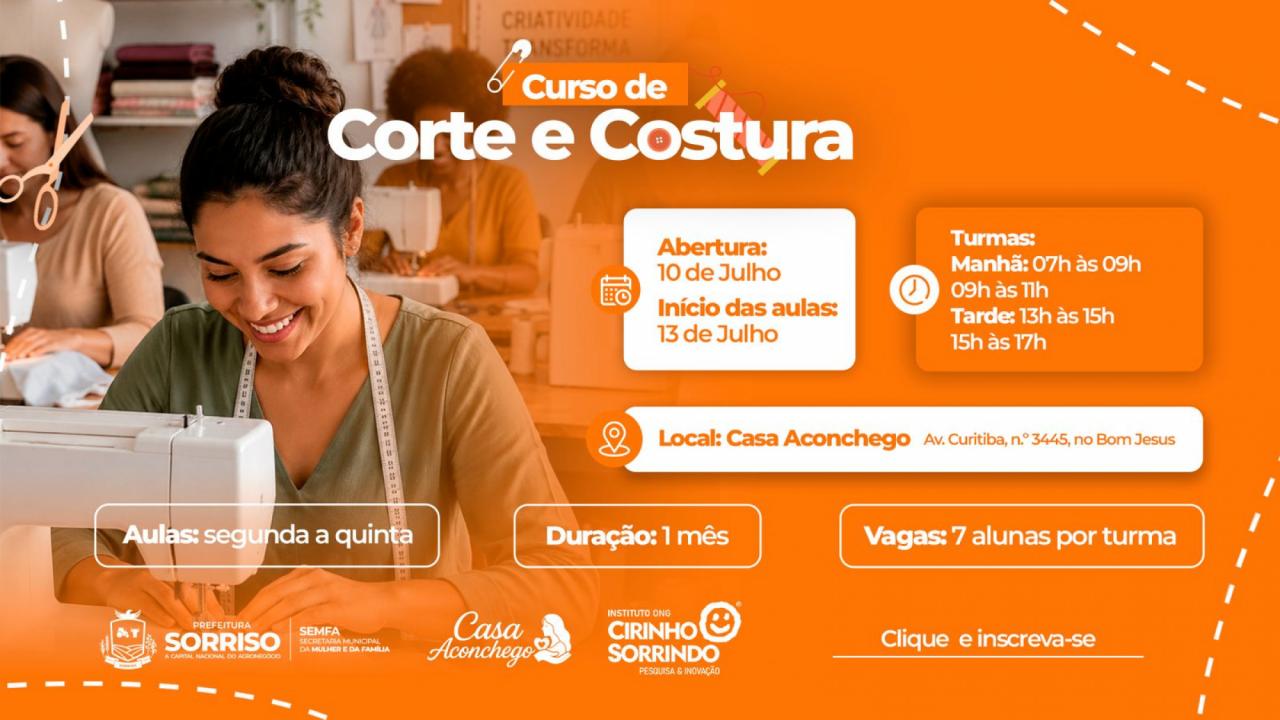 Semfa abre inscrições para curso gratuito de corte e costura em Sorriso