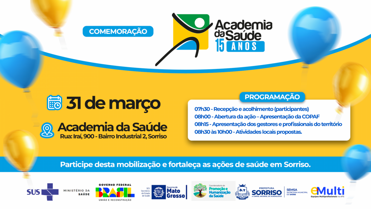 Sorriso será sede de encontro Centro-Oeste de Academias da Saúde