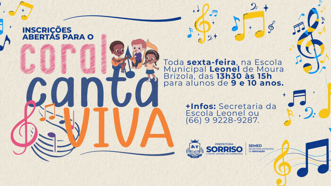 Rede municipal abre inscrições para o coral infantil Canta Viva
