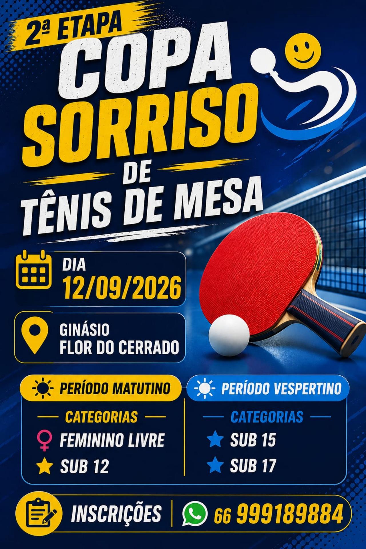 Sorriso recebe 2ª etapa da Copa Sorriso de Tênis de Mesa neste sábado