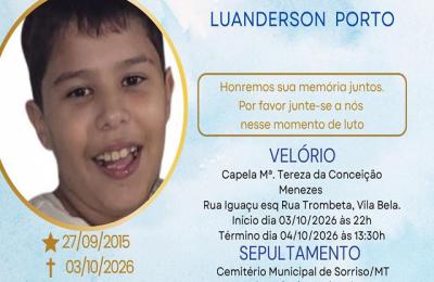 Prefeitura lamenta o falecimento de Luanderson Porto
