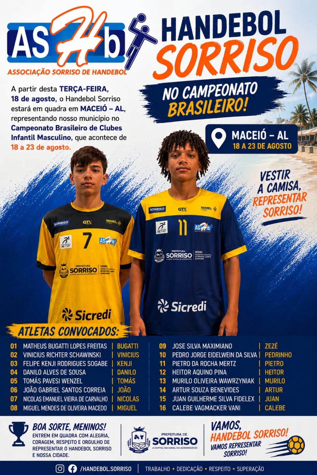 Handebol Sorriso disputa Campeonato Brasileiro Infantil Masculino em Maceió