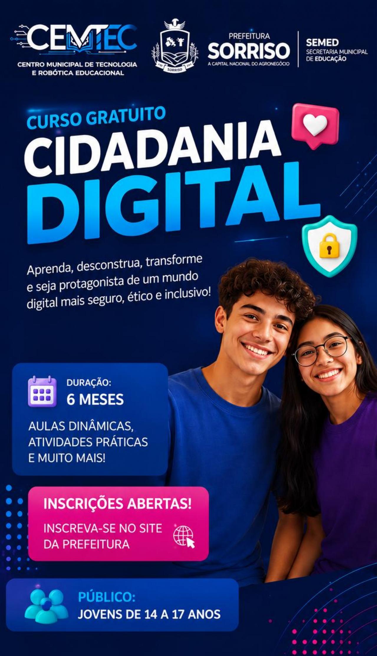 Cemtec oferta curso de Cidadania Digital para jovens de 14 a 17 anos