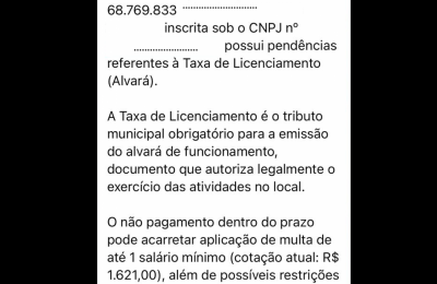 Golpistas enviam mensagens falsas sobre supostas pendências a empreendedores de Sorriso