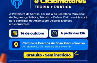 Prefeitura reforça convite para aulão sobre condução de veículos elétricos e ciclomotores