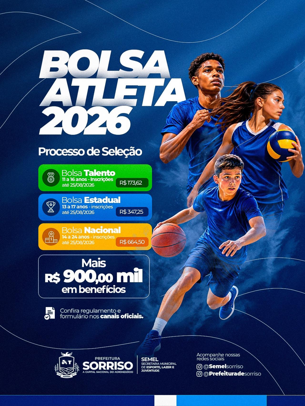 Sorriso abre inscrições para o Bolsa Atleta 2026